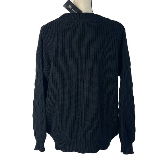 INC International Concepts X-Small Sweater Long Sleeve V-Neck Oversized Black - Picture 3 of 8